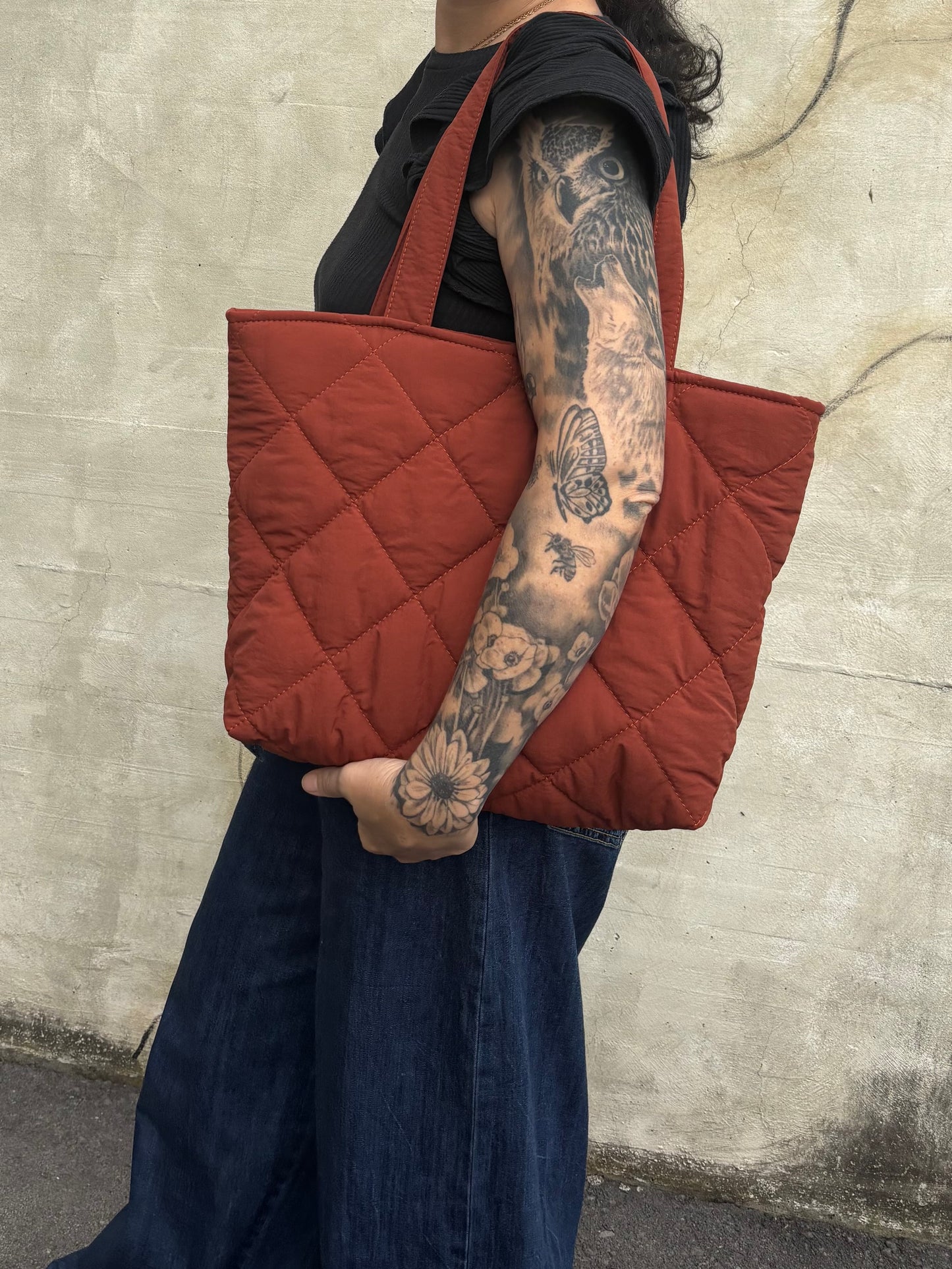 Tote Bag DELUXE - UNI ocra Raute / wasserabweisender Stoff